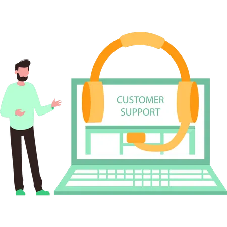The Guy Is A Customer Support Center Worker Illustration