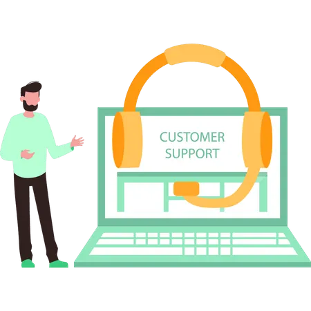 Young  Guy Customer Support Center Worker  Illustration