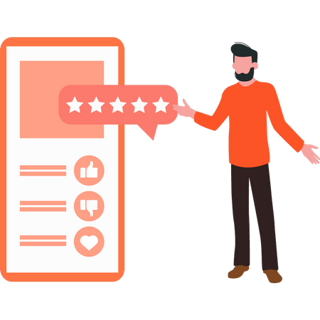 Young guy giving star rating  Illustration