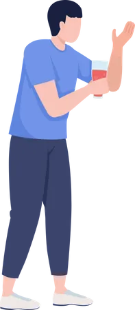 Young guy holding drink  Illustration