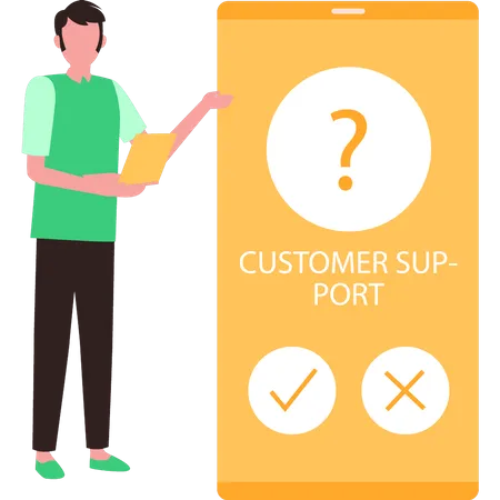 The Guy Is Looking At The Customer Support Call Illustration