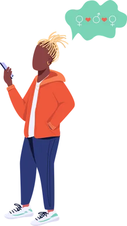 Young guy with smartphone Illustration