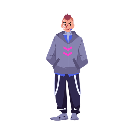 Young guy with tattoo on his face  Illustration
