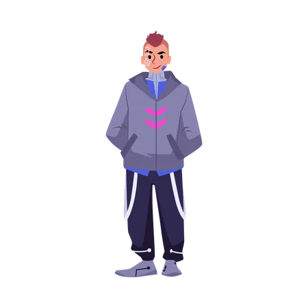 Young guy with tattoo on his face  Illustration