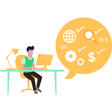 Young Guy Working In Tech Support  イラスト