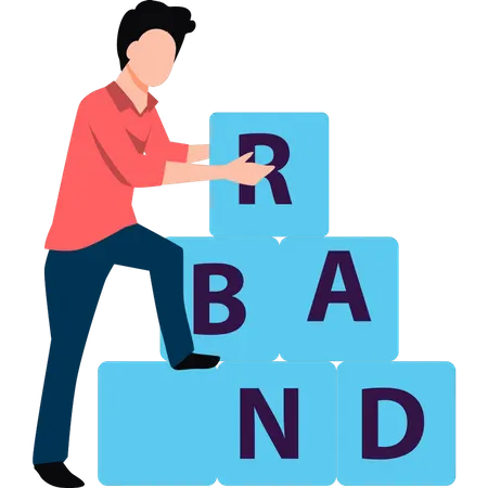 Young guy working on brand products  Illustration
