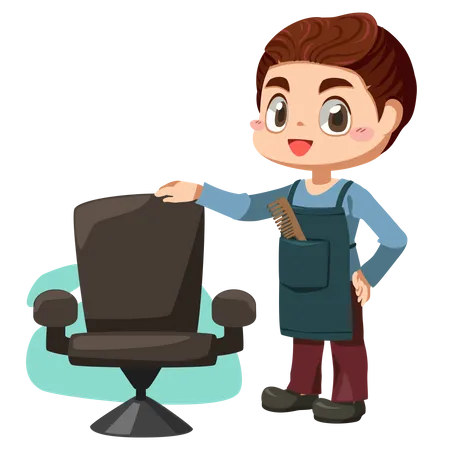 Set Of Young Hairdresser Or Barber Holding Comb And Scissors In Hands And Equipment In Barber Shop In Cartoon Character And Difference Action Isolated Vector Illustration Illustration
