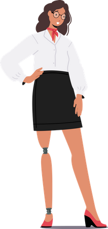 Young Handicapped Businesswoman with Leg Prosthesis Illustration
