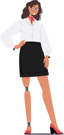 Young Handicapped Businesswoman with Leg Prosthesis  Illustration