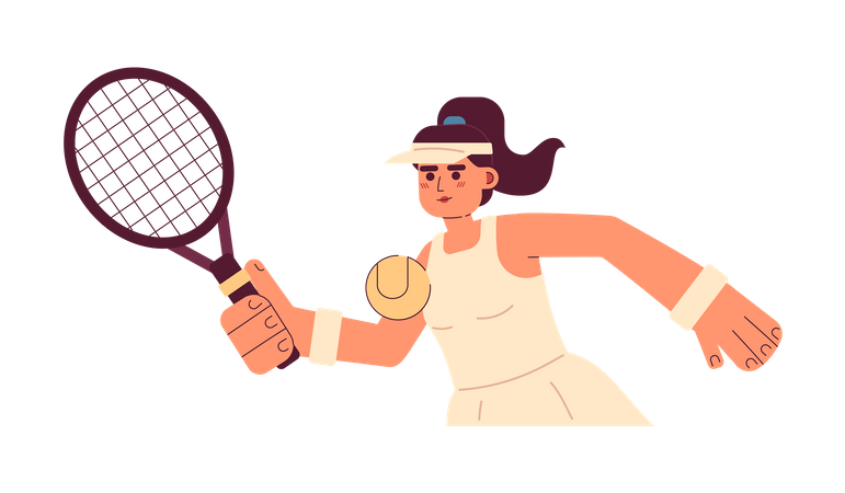 Young hispanic woman playing tennis  Illustration