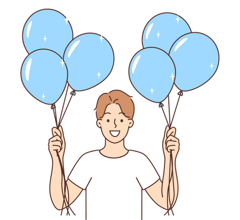 Young holding balloons  Illustration