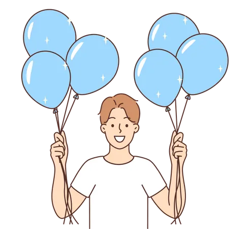 Young holding balloons  イラスト