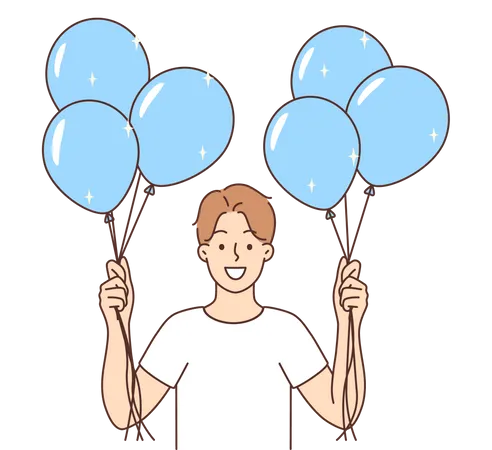 Young holding balloons  Illustration