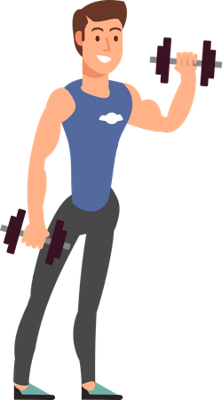 Young holding barbell  Illustration