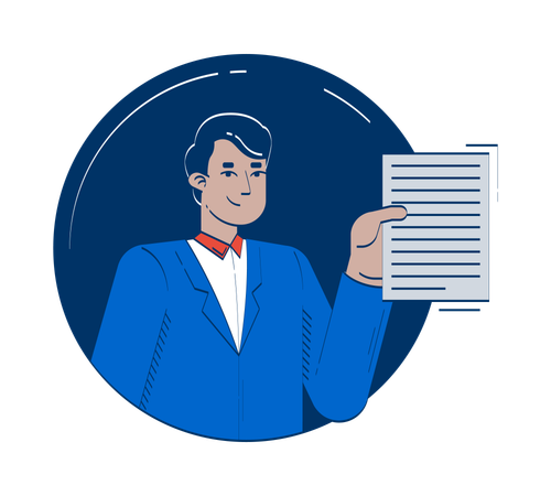 Young indian office worker presenting document  Illustration