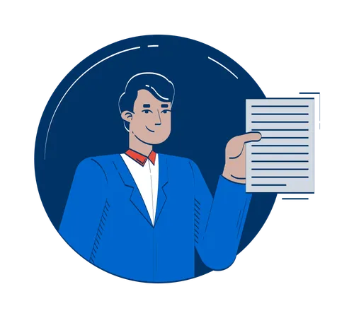 Young indian office worker presenting document  Illustration