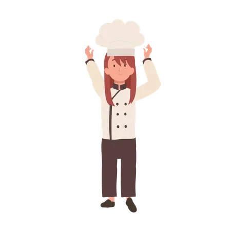 Young Kid Chef In Chef Hat Cute Little Chef With Apron Illustration