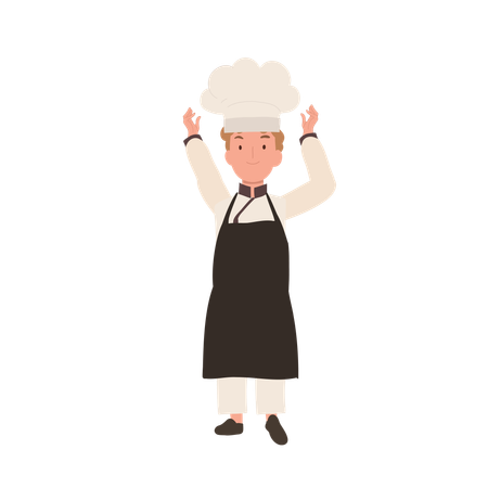 Young Kid Chef in Chef Hat  일러스트레이션