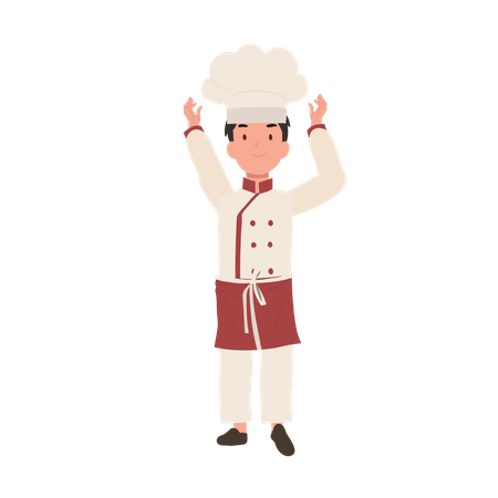 Young kid chef in chef hat  일러스트레이션