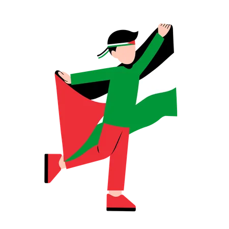 A Man Holding Palestine Flag Illustration