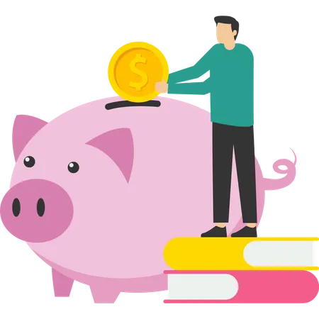 Time And Business Management Study Work Stock Fund Self Improvement Investment In Knowledge Pays The Best Interest Invest In Yourself Businesswoman Putting Money In A Piggy Bank Flat Illustration