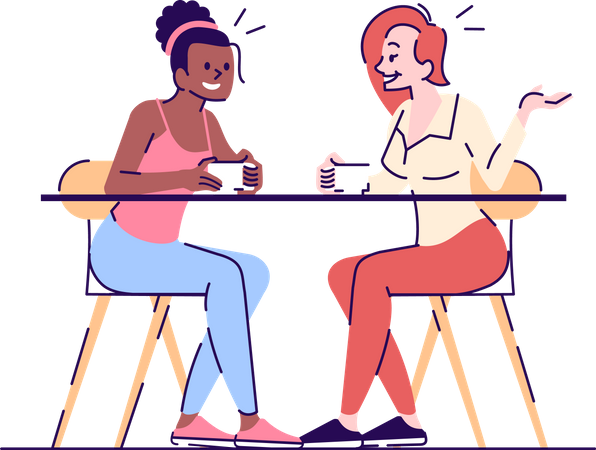 Young ladies enjoying tea Illustration