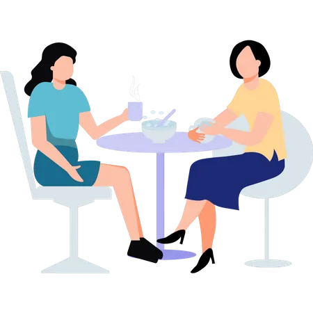 The Couple Is Having A Romantic Dinner Illustration