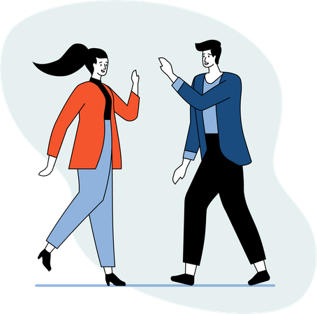 Young lady and man giving hifi  Illustration