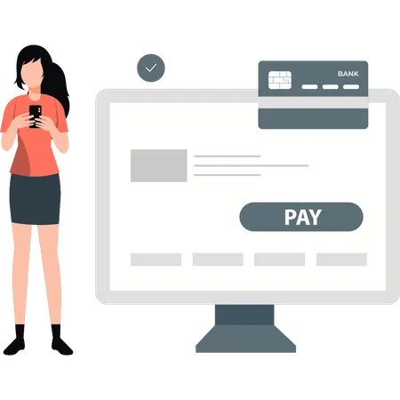 Young lady buying with debit card  Illustration