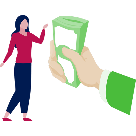 Young lady checking donation money  Illustration