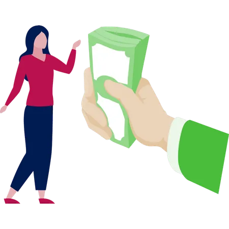 Young lady checking donation money  Illustration