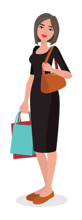Young lady coming from shopping  Illustration