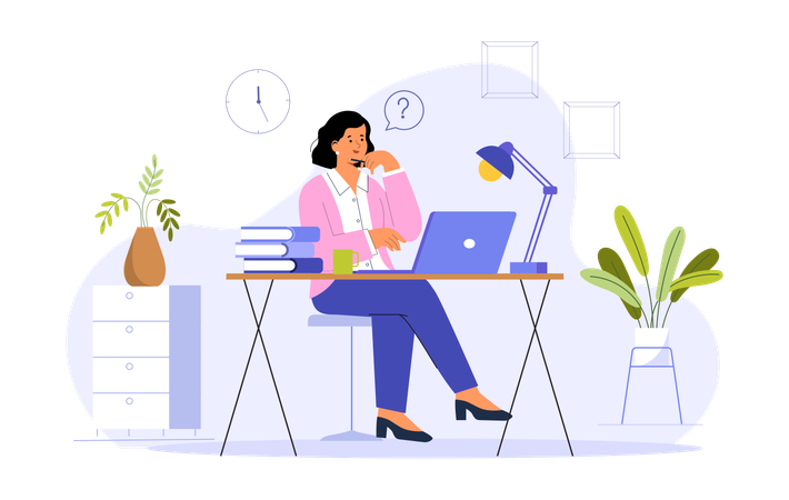 Young lady confused for work  Illustration