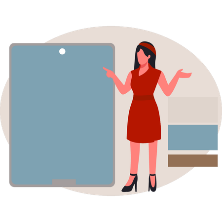 Young lady discussing business report  Illustration