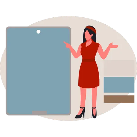 Young lady discussing business report  Illustration