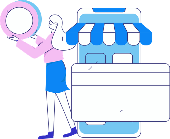 Young lady doing card payment  Illustration