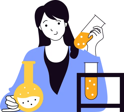 Young lady doing chemical research  Illustration