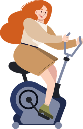 Young lady doing gym cycling  Illustration