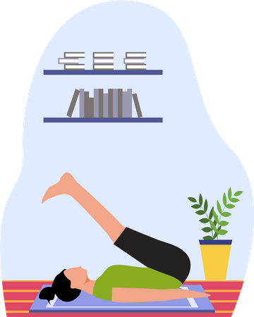 Young lady Doing halasana in home  Illustration