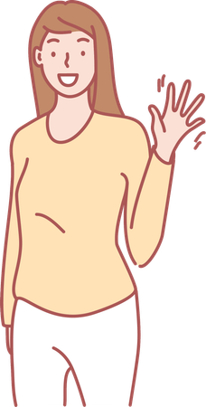 Young lady doing hand up and say hello  Illustration