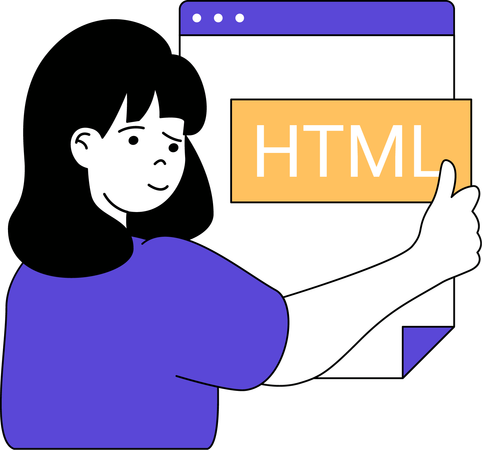 Young lady doing html coding  イラスト
