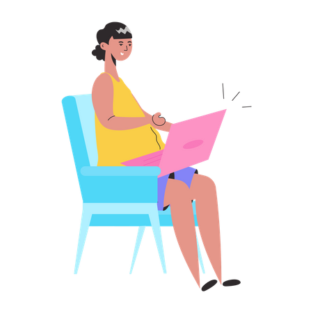 Young lady doing job at home  Illustration
