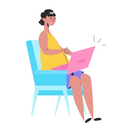 Young lady doing job at home  Illustration