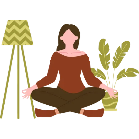 Young lady doing meditating for relaxation  Illustration