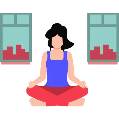 Young lady doing meditation  Illustration