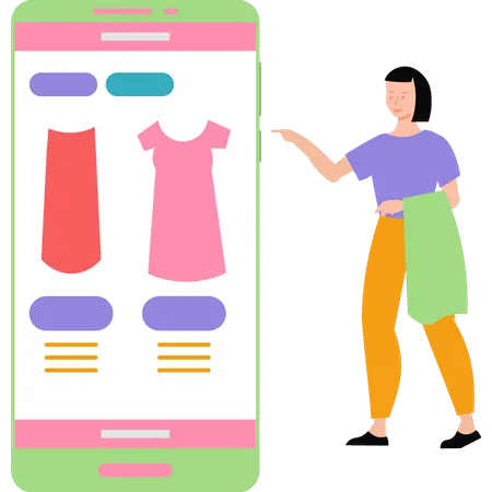 Young lady doing mobile shopping  Illustration