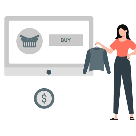 Young lady doing online shopping order  Illustration