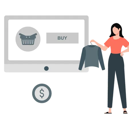 Young lady doing online shopping order  Illustration