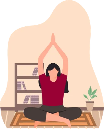 Young Lady Doing Padmasana In Home  Illustration