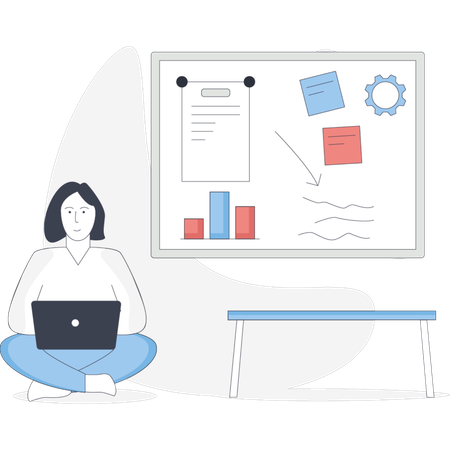 Young lady doing project management  Illustration